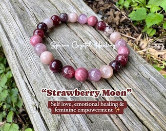 Aura Love Spell Manifestation Strand — Rose Quartz, Garnet & Rhodonite