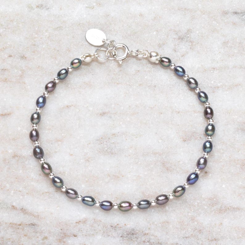 Aura Peacock Pearl Strand — Gold Filled Bracelet with Natural Black Pearls