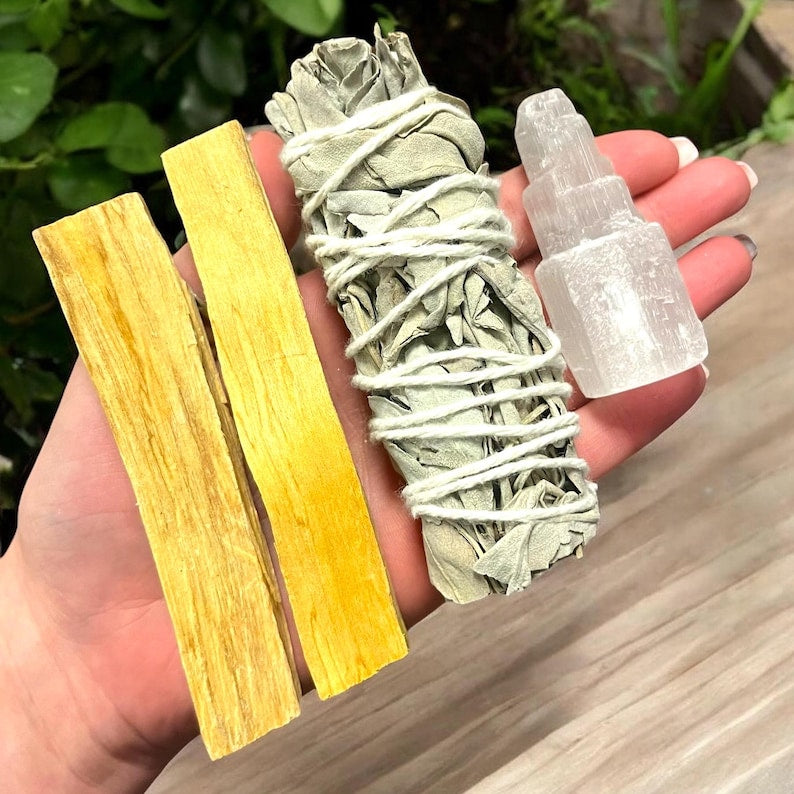 Aura Sacred Smudge & Aura Cleansing Kit — Palo Santo, Sage & Abalone Shell Set