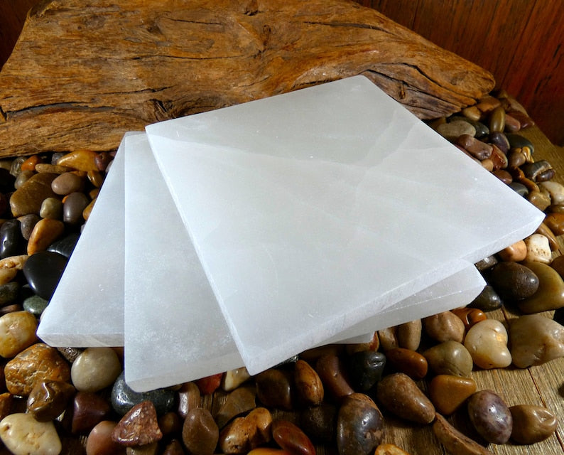 Aura Raw Selenite Slab — Altar Crystal Cleansing Block