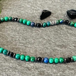Aura Protection Malachite & Azurite Strand — Heart & Third Eye Alignment Talisman