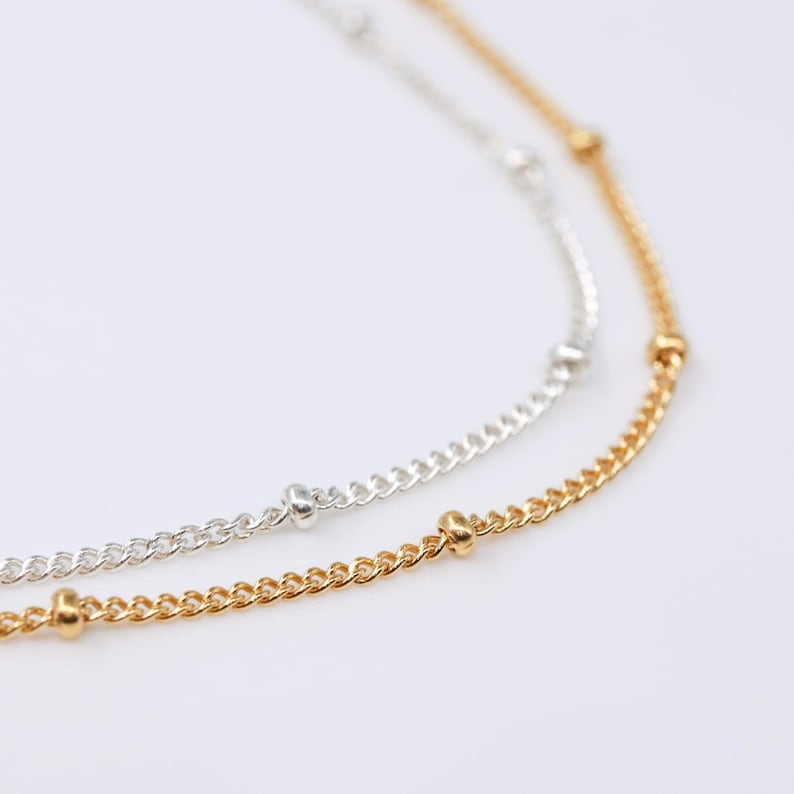 Aura Minimalist Gemstone Chain — Dainty 14K Gold Filled & Sterling Silver Birthstone Bracelet