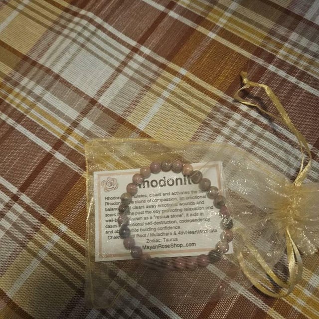 Aura Emotional Healing Strand — Grade-A Rhodonite Bracelet