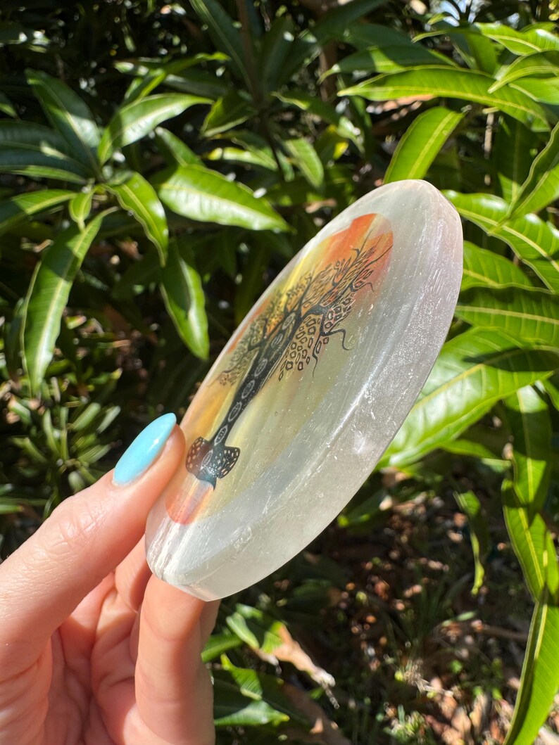 Aura Seven Chakras Selenite Charging Plate — Multi-Chakra Alignment Cleansing Slab