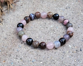 Aura Love Spell Manifestation Strand — Rose Quartz, Garnet & Rhodonite