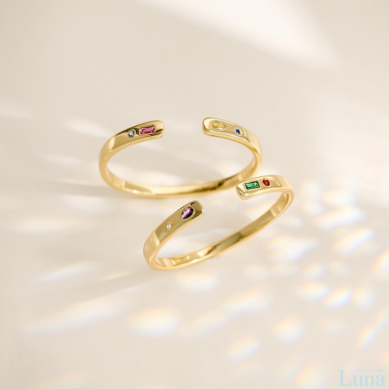 Aura Custom Constellation Cuff — 14K Gold Personalized Birthstone Bracelet