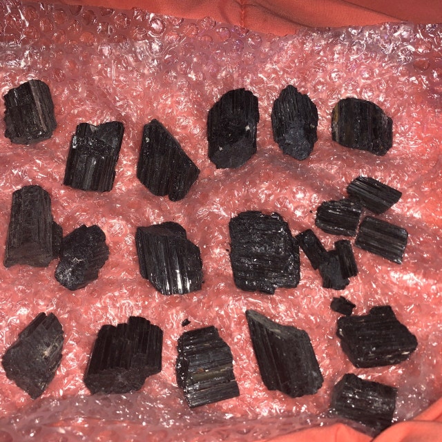 Aura Guardian Black Tourmaline Rough Stones — Raw Earth Grounding Chunks