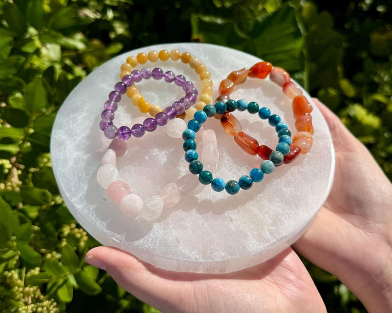 Aura Polished Circle Selenite Plate — Minimalist Altar Cleansing Slab