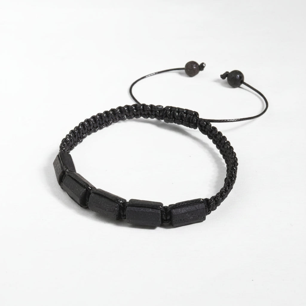 Aura Guardian Tourmaline Surfer Strand — Waterproof Leather Grounding Bracelet