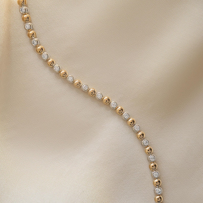 Duality Mixed Metal Tennis Strand — Two-Tone Solitaire Aura