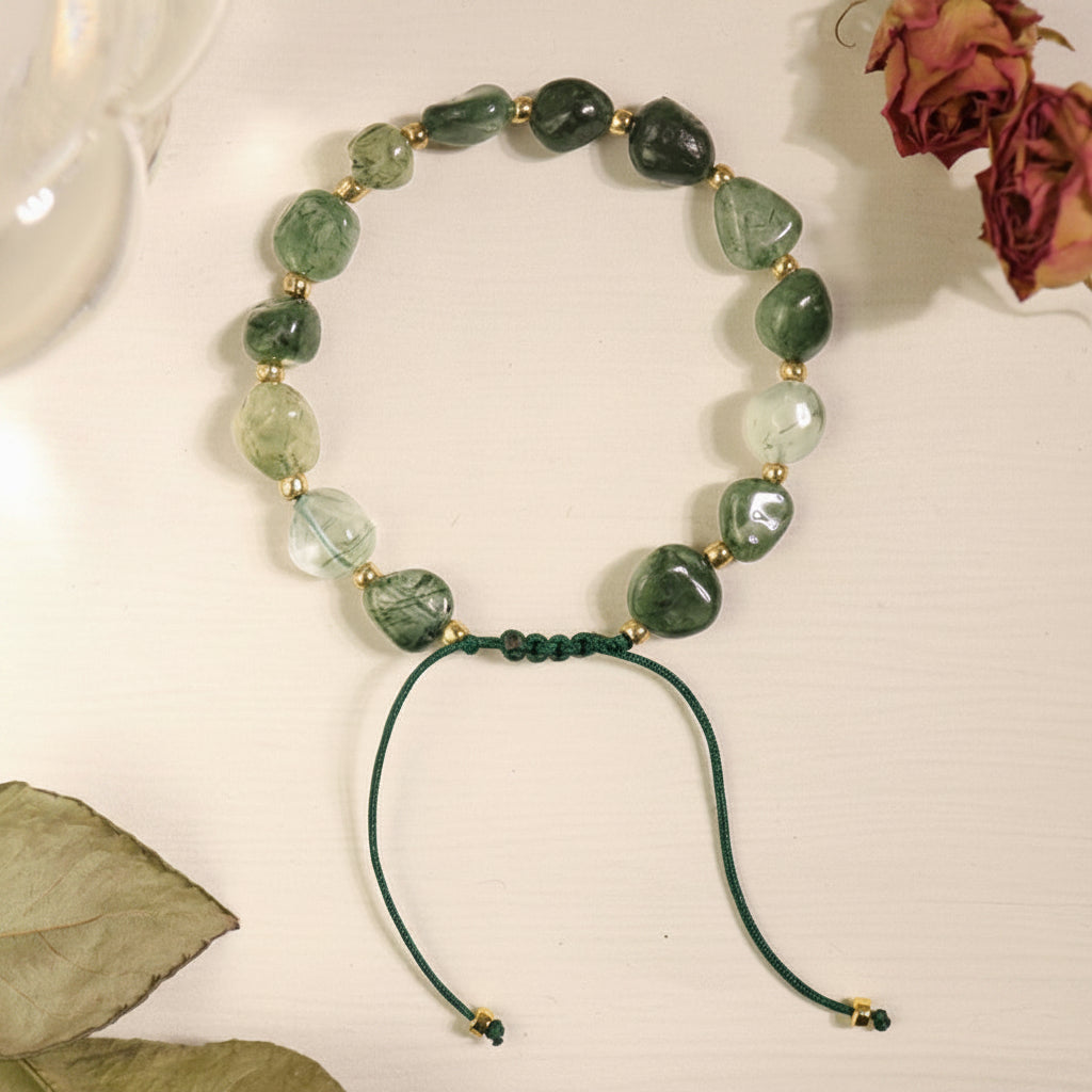 Aura Growth & Balance Strand — Natural Moss Agate