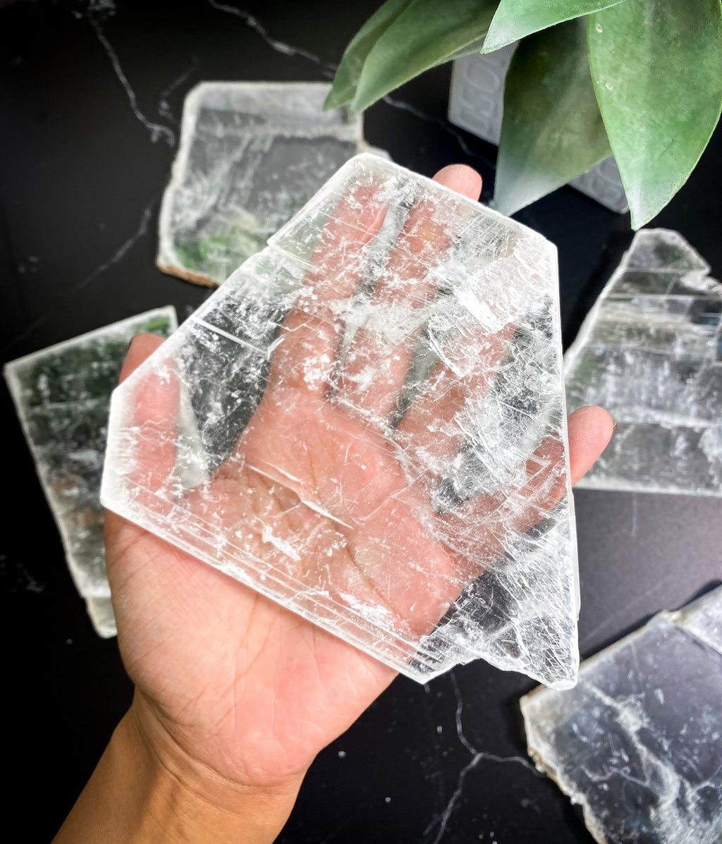 Aura Raw Selenite Slab — Altar Crystal Cleansing Block