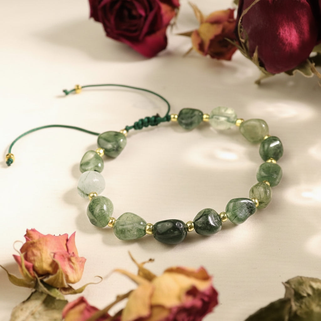 Aura Growth & Balance Strand — Natural Moss Agate