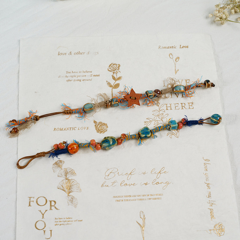 Aura Ocean Agate Macrame Strand — Handcrafted Eco-Friendly Hemp Bangle