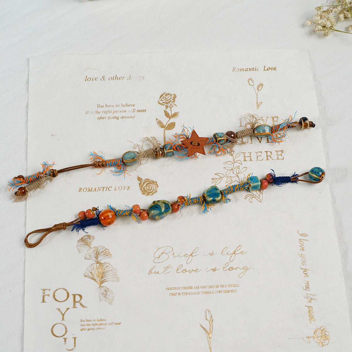 Aura Ocean Agate Macrame Strand — Handcrafted Eco-Friendly Hemp Bangle