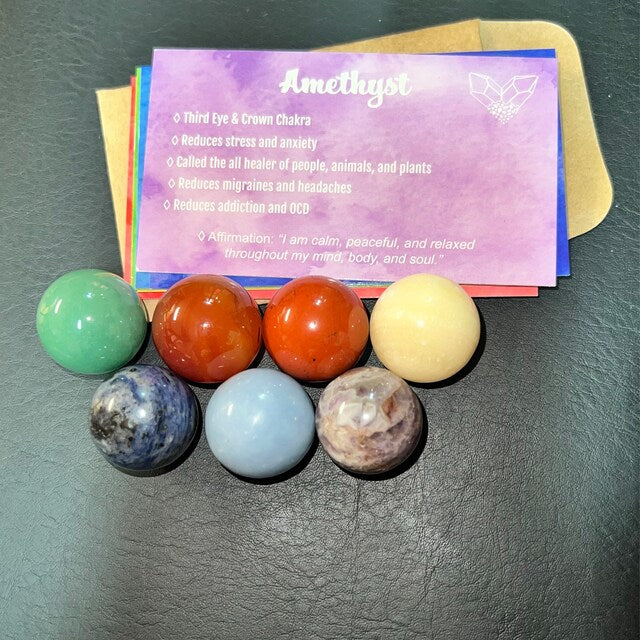 Aura 7 Chakra Sacred Sphere Set — Rainbow Crystal Balls for Alignment & Balance
