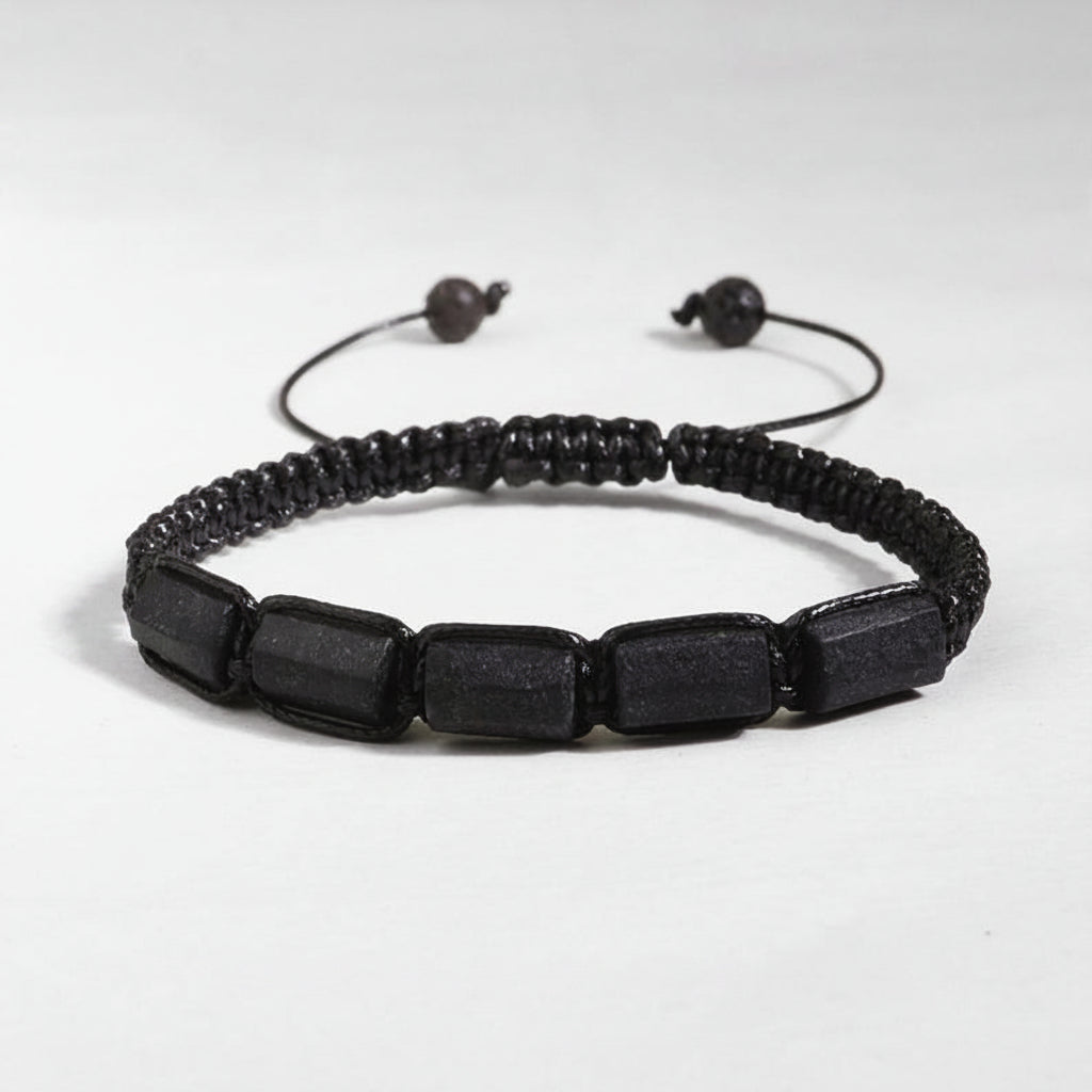 Aura Guardian Tourmaline Surfer Strand — Waterproof Leather Grounding Bracelet