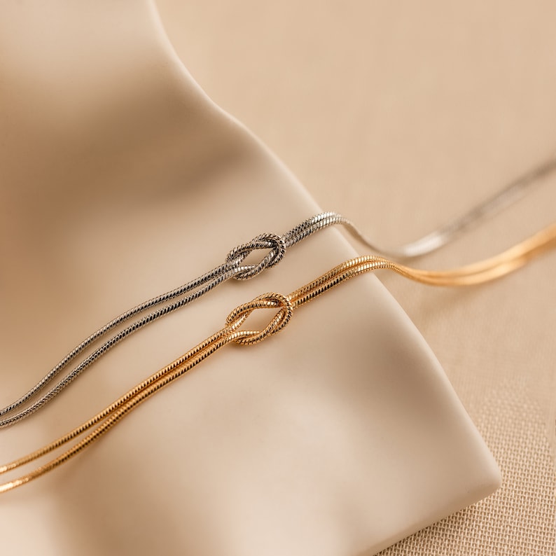 Aura Love Knot Double Strand — 18K Gold Plated Snake Chain Bracelet