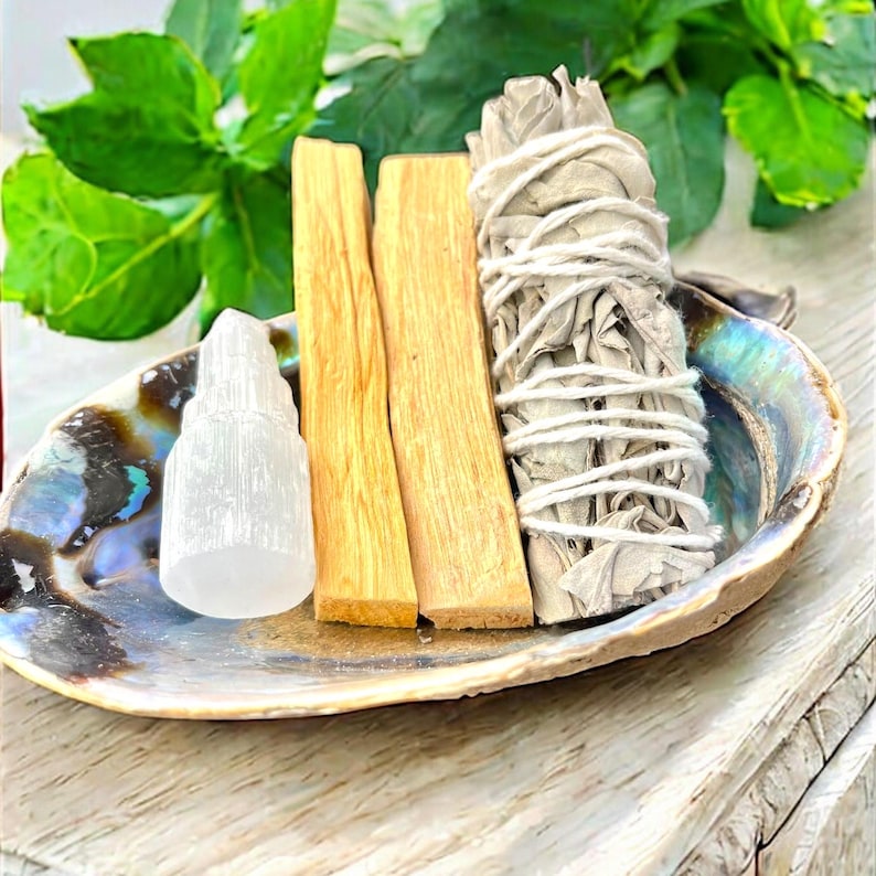 Aura Sacred Smudge & Aura Cleansing Kit — Palo Santo, Sage & Abalone Shell Set