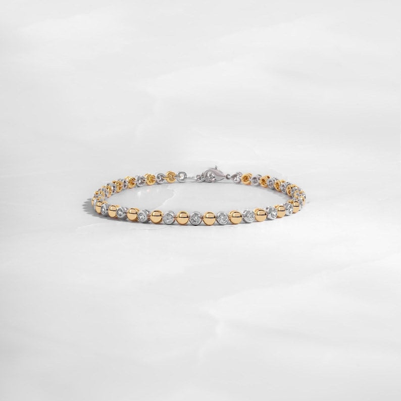 Duality Mixed Metal Tennis Strand — Two-Tone Solitaire Aura
