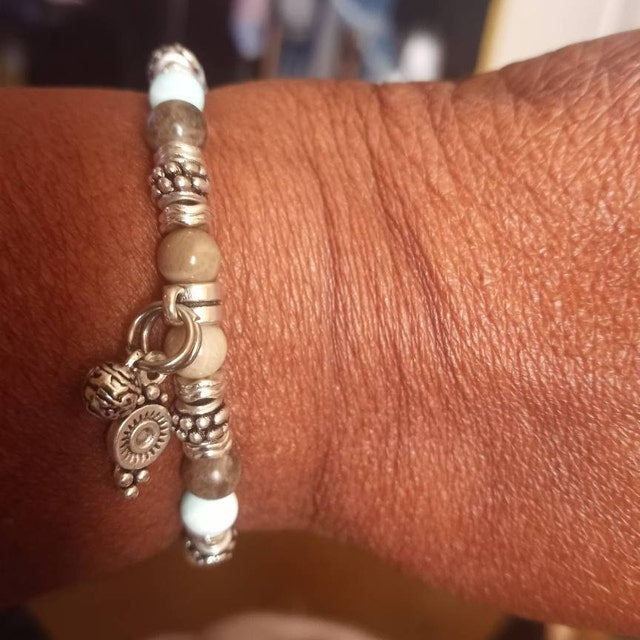 Aura Growth & Balance Strand — Natural Moss Agate (Queue #22)
