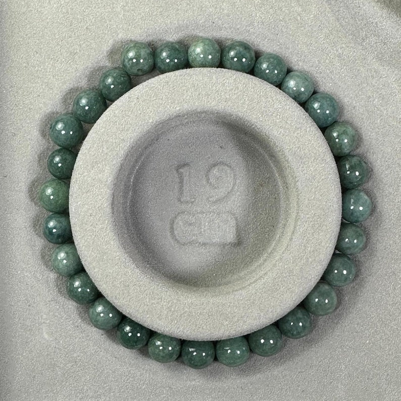 Aura Lucky Jade Bangle — Real Green Jadeite Bead Wristband