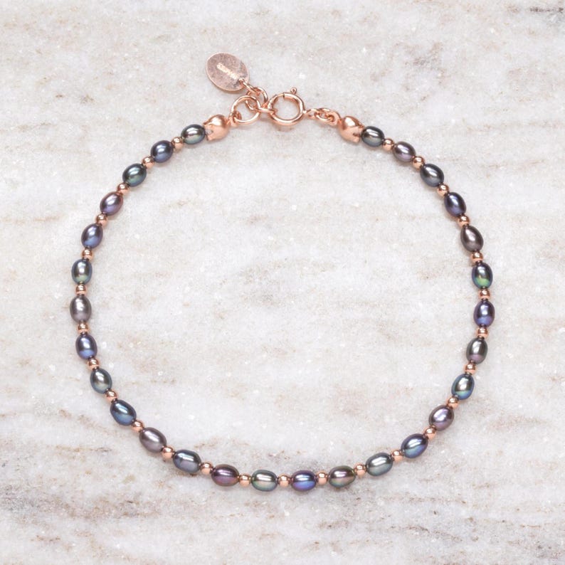 Aura Peacock Pearl Strand — Gold Filled Bracelet with Natural Black Pearls