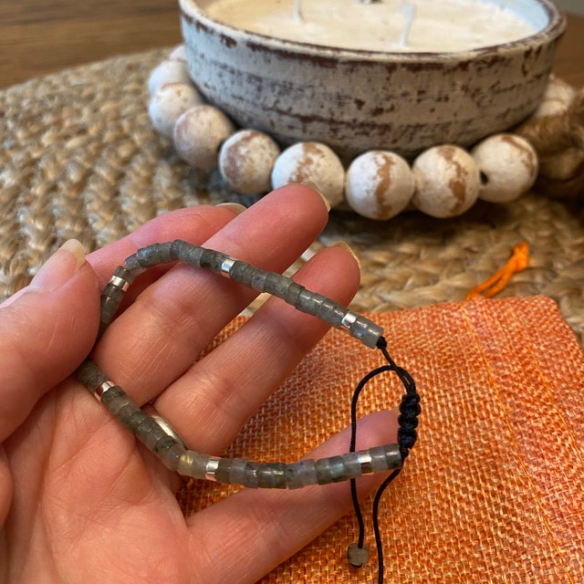 Aura Shadow Work Protection Strand — Labradorite, Obsidian & Howlite