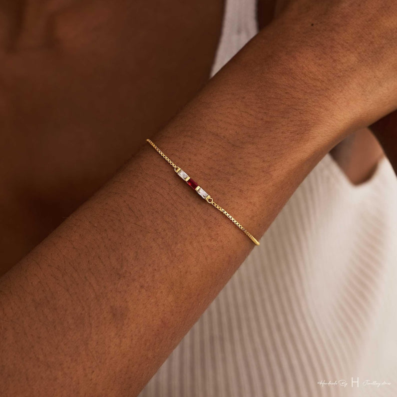 Aura Baguette Birthstone Bracelet — Custom Family Alignment Talisman