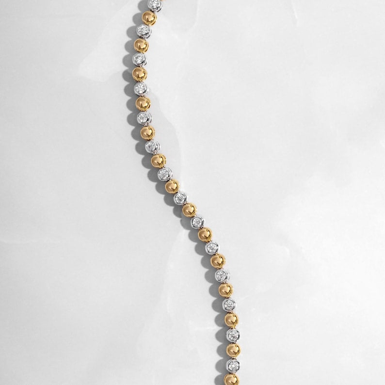Duality Mixed Metal Tennis Strand — Two-Tone Solitaire Aura