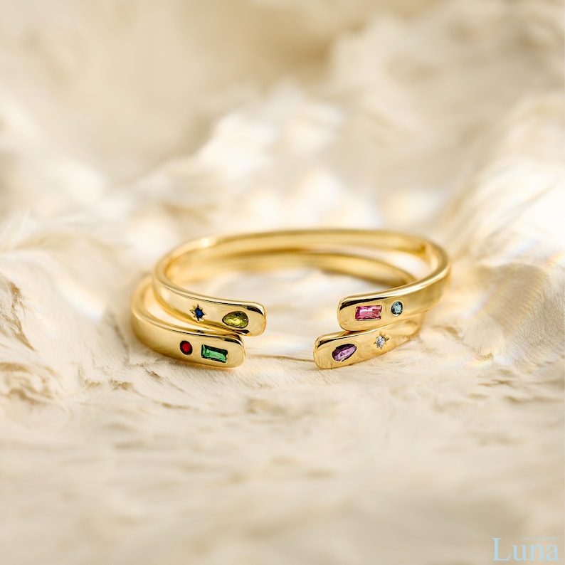 Aura Custom Constellation Cuff — 14K Gold Personalized Birthstone Bracelet