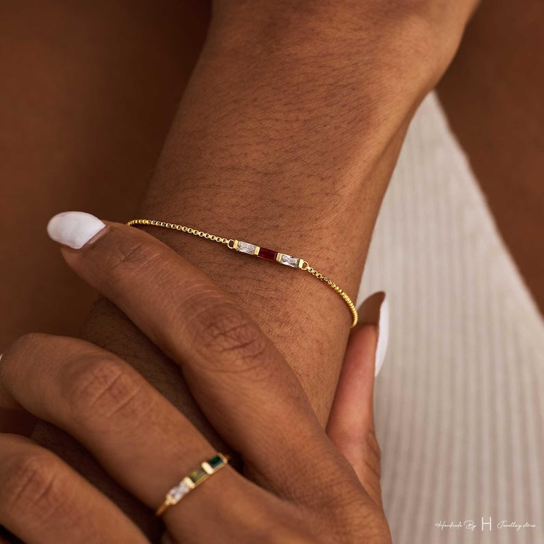 Aura Baguette Birthstone Bracelet — Custom Family Alignment Talisman