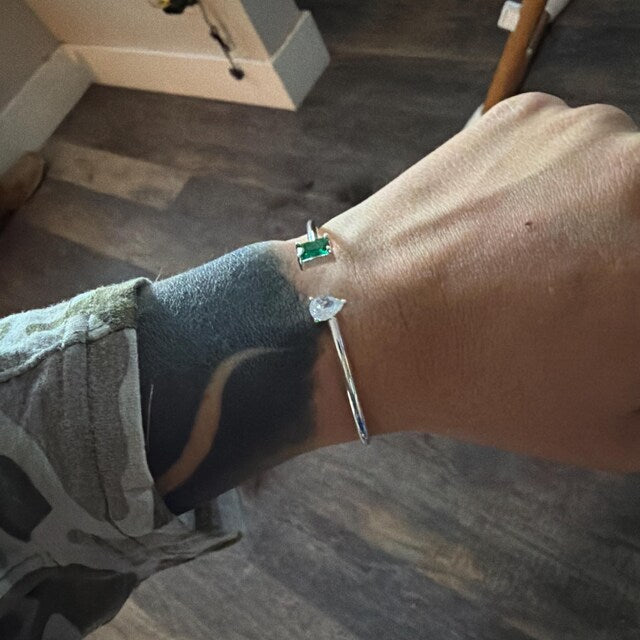 Custom Birthstone Open Cuff — Personal Cosmic Blueprint