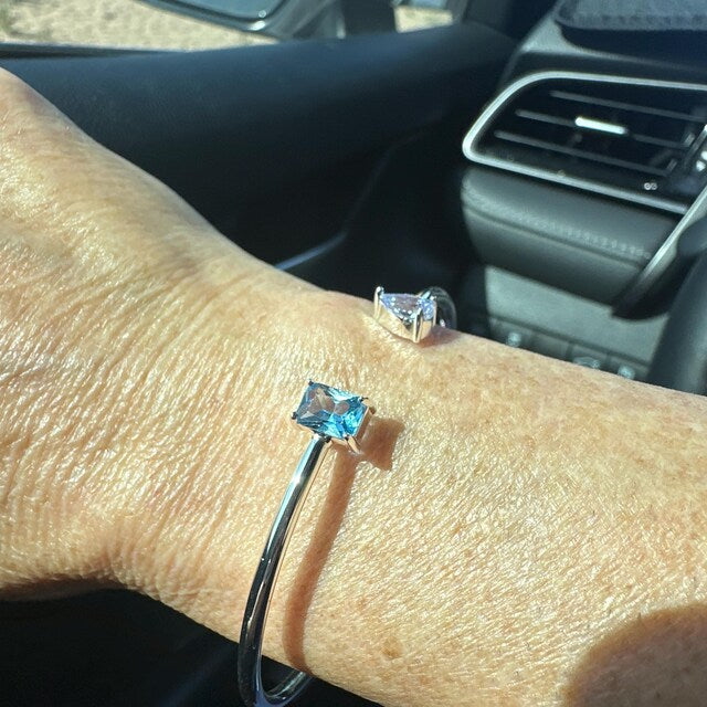 Custom Birthstone Open Cuff — Personal Cosmic Blueprint
