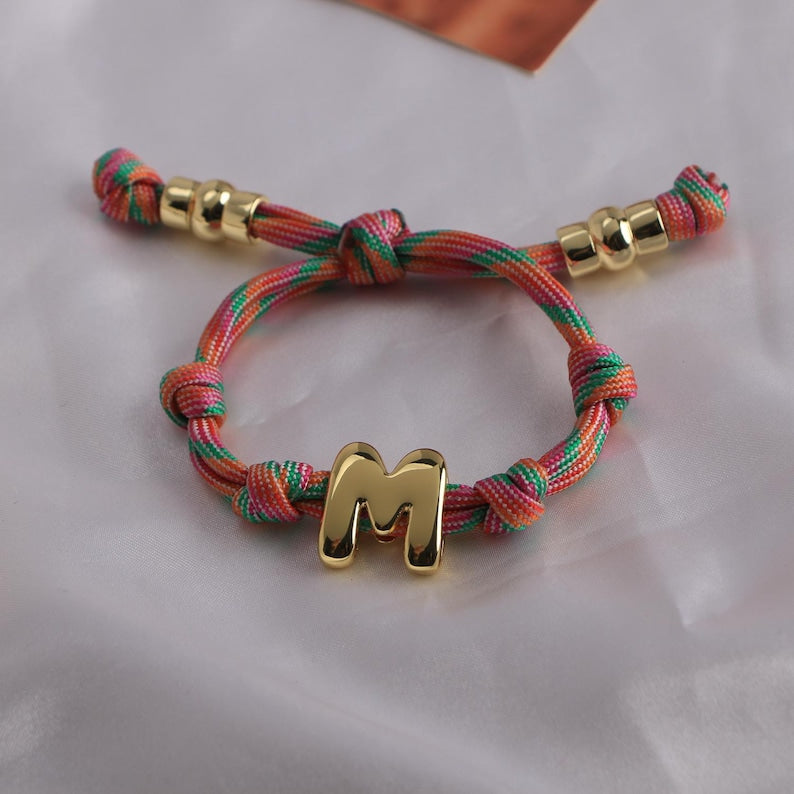 Aura Initial Knotted Bracelet — Custom Bubble Letter Alignment