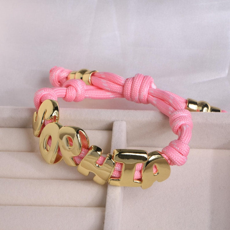 Aura Initial Knotted Bracelet — Custom Bubble Letter Alignment