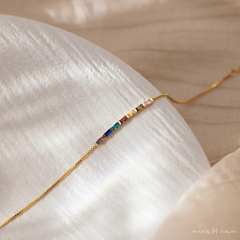 Aura Baguette Birthstone Bracelet — Custom Family Alignment Talisman