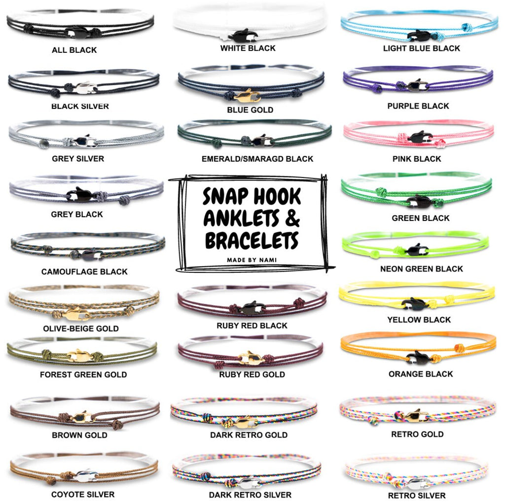 Aura Ocean Carabiner Wrap — Waterproof Surfer Cord & Stainless Steel Bracelet