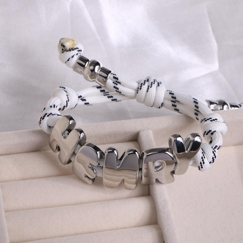 Aura Initial Knotted Bracelet — Custom Bubble Letter Alignment