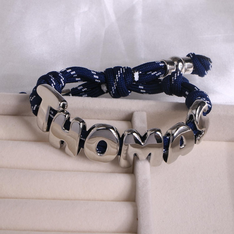 Aura Initial Knotted Bracelet — Custom Bubble Letter Alignment