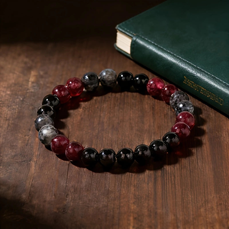 Crystal Beaded Bracelet — Vintage-Style Natural Stone Strand - Amethyst, Lepidolite, Citrine, & Clear Quartz - Cellular Regeneration & Healing