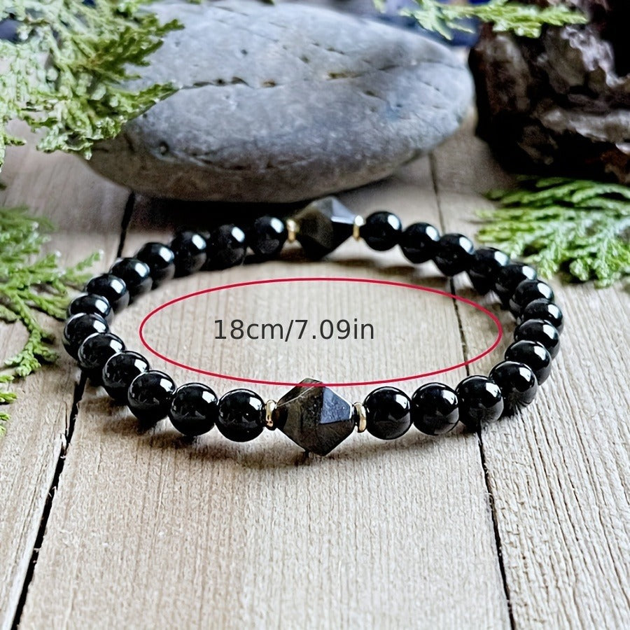 Aura Shield: Hematite & Black Obsidian Magnetic Grounding Bracelet