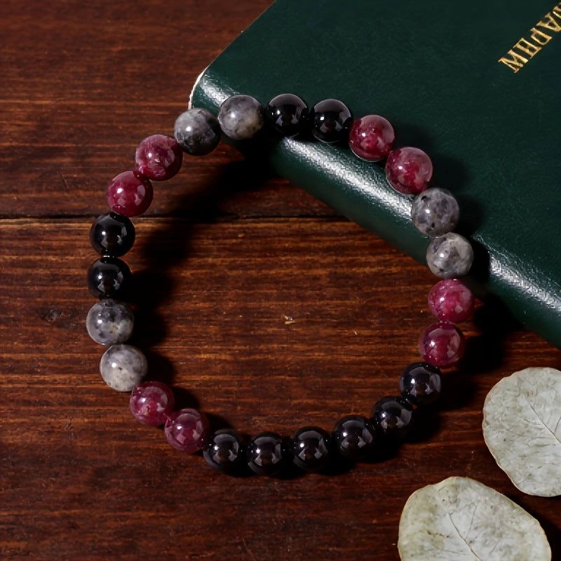 Crystal Beaded Bracelet — Vintage-Style Natural Stone Strand - Amethyst, Lepidolite, Citrine, & Clear Quartz - Cellular Regeneration & Healing