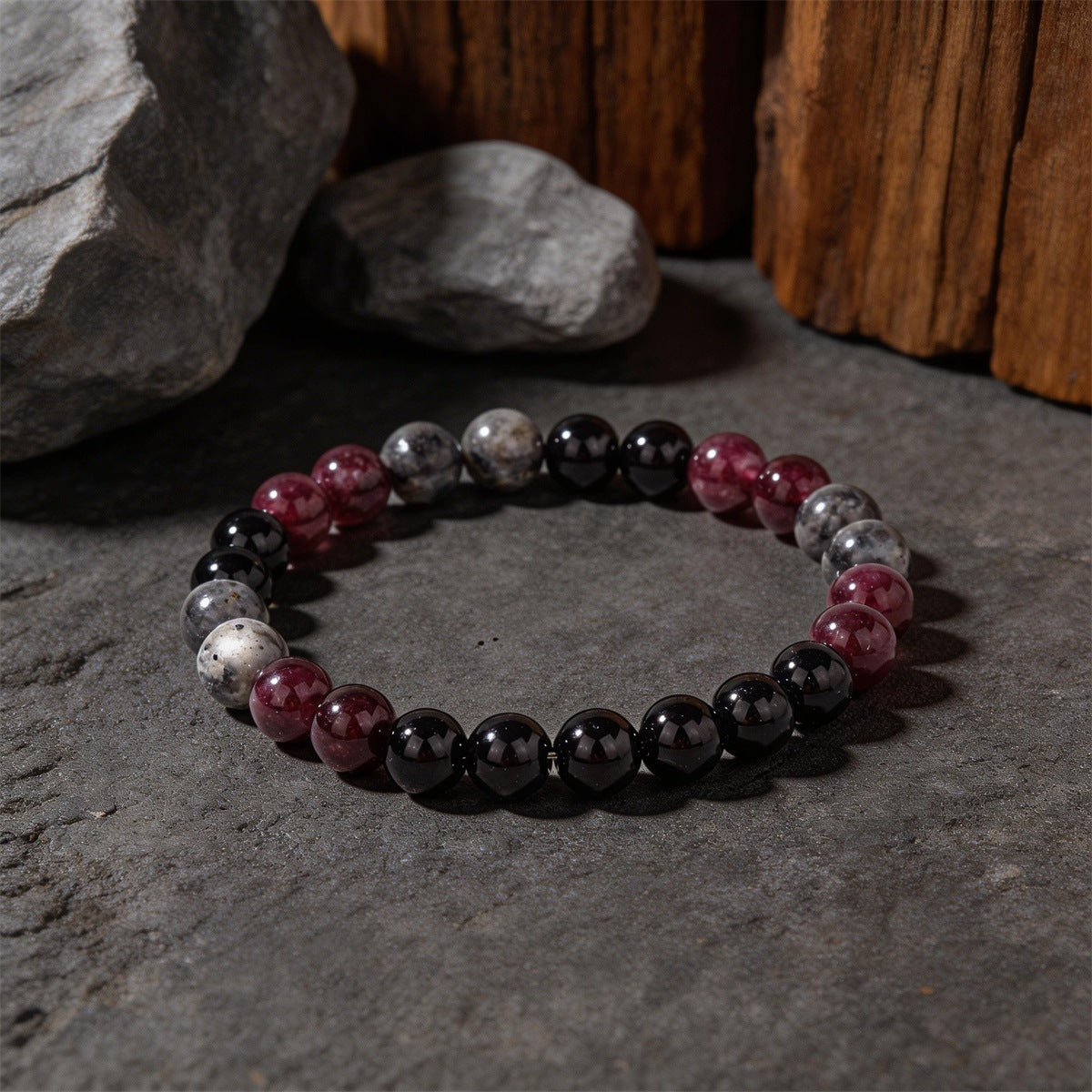 Crystal Beaded Bracelet — Vintage-Style Natural Stone Strand - Amethyst, Lepidolite, Citrine, & Clear Quartz - Cellular Regeneration & Healing