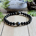 Aura Shield: Hematite & Black Obsidian Magnetic Grounding Bracelet