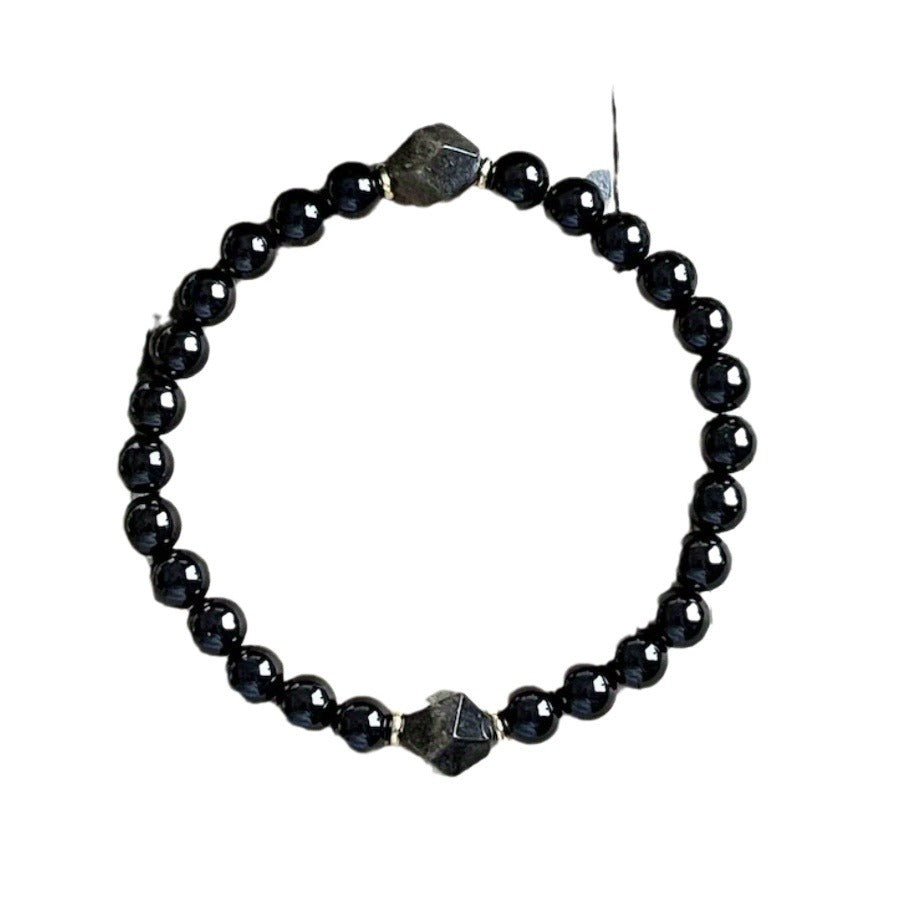 Aura Shield: Hematite & Black Obsidian Magnetic Grounding Bracelet