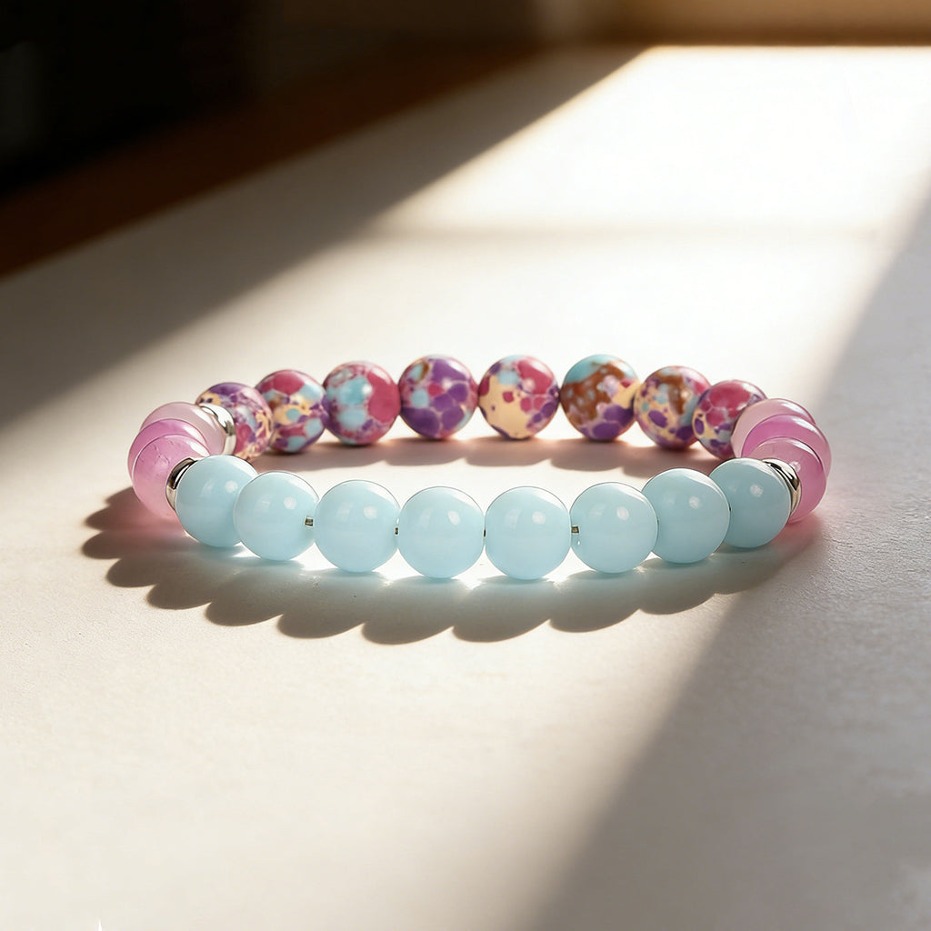 Sodalite Love: Natural Blue Sodalite, Peach Aventurine & Marbled Jasper Bracelet