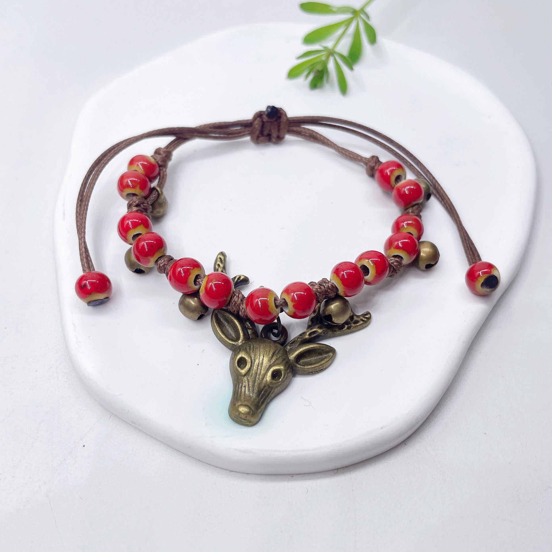 Aura Artisan Ceramic Charm Strand — Hand-Woven Friendship Bracelet