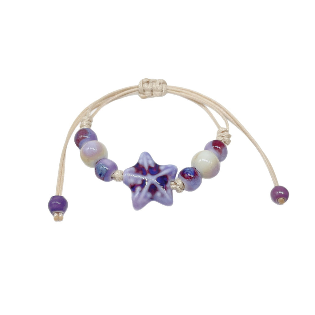 Aura Artisan Ceramic Charm Strand — Hand-Woven Friendship Bracelet