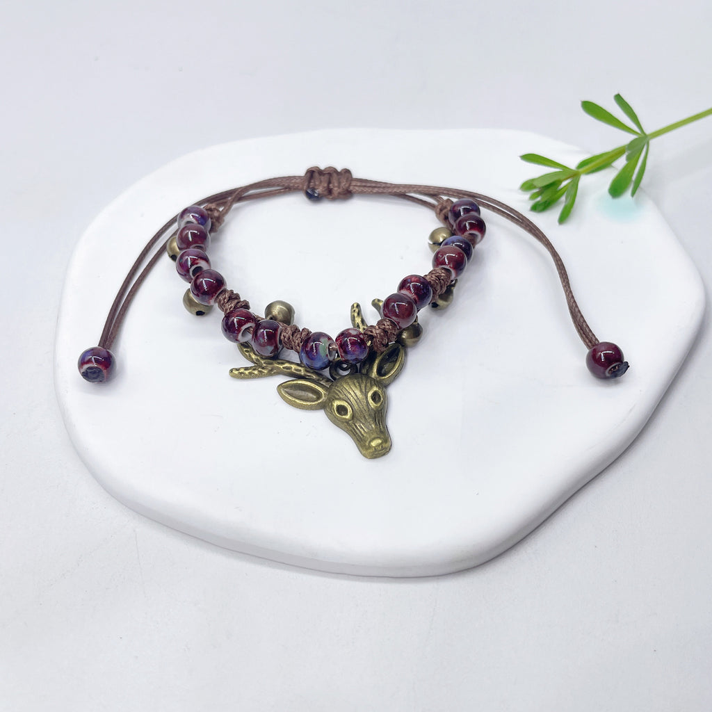 Aura Artisan Ceramic Charm Strand — Hand-Woven Friendship Bracelet